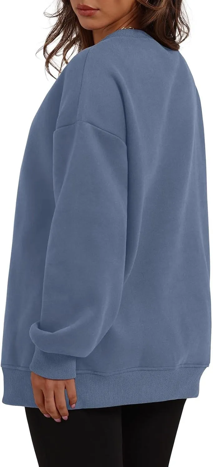 Womens Oversized Sweatshirts Side Slit Crewneck Long Sleeve Tops Loose Pullover 2024 Fall Women Extra
