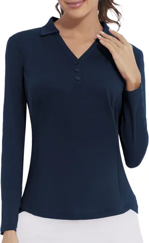 Women's Polo Shirt Long Sleeve Golf Quick Dry T Shirts UPF 50  Athletic Casual Work Shirts Tops for Women