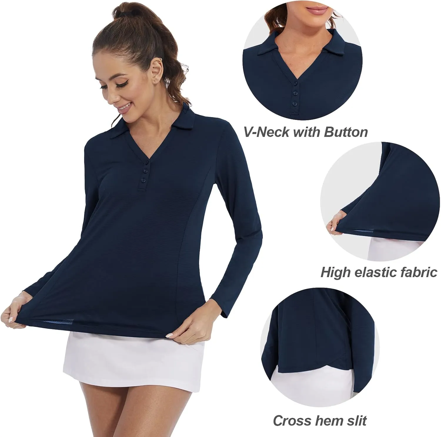 Women's Polo Shirt Long Sleeve Golf Quick Dry T Shirts UPF 50  Athletic Casual Work Shirts Tops for Women