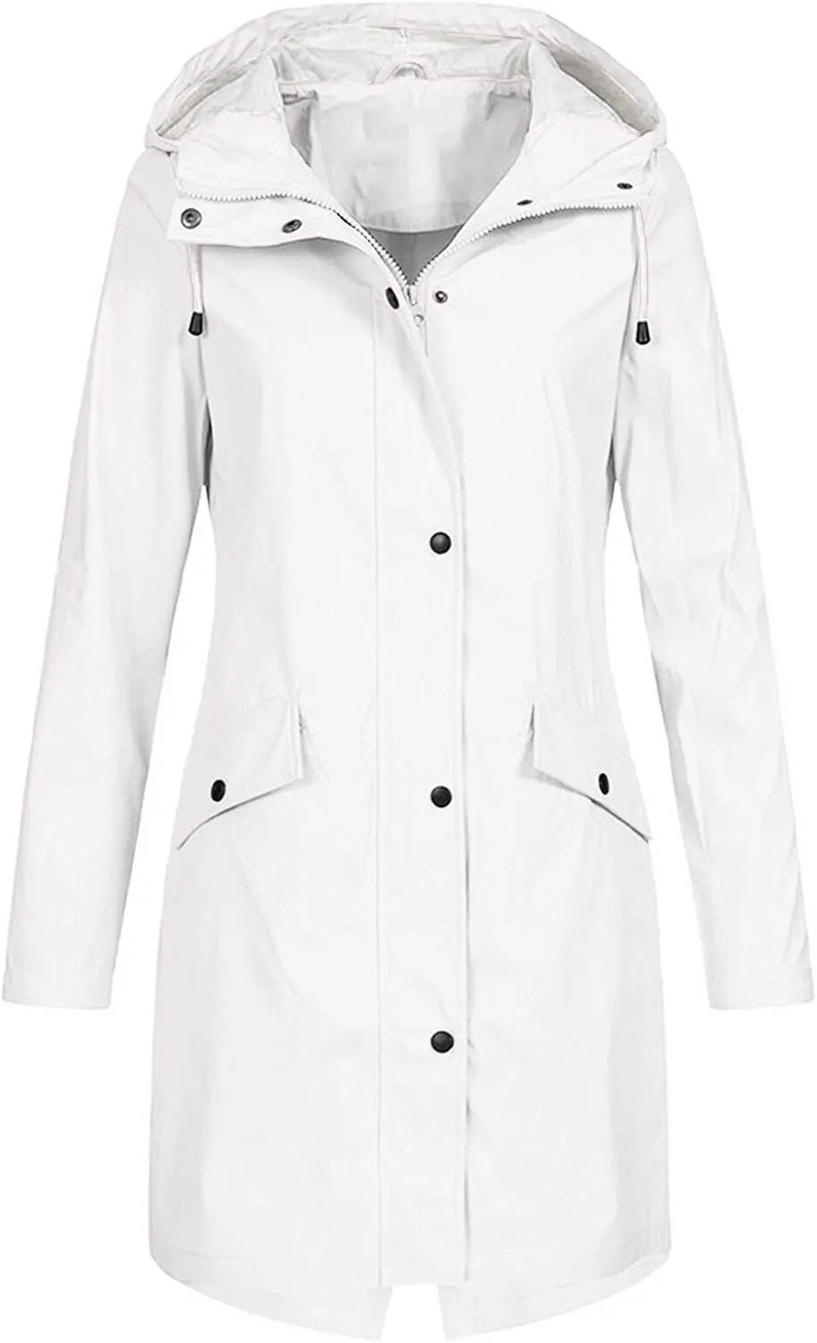 Womens Rain Jacket Waterproof Outdoor Rain Coats Lightweight Active Raincoat Windbreaker Long Hooded Trench Coat
