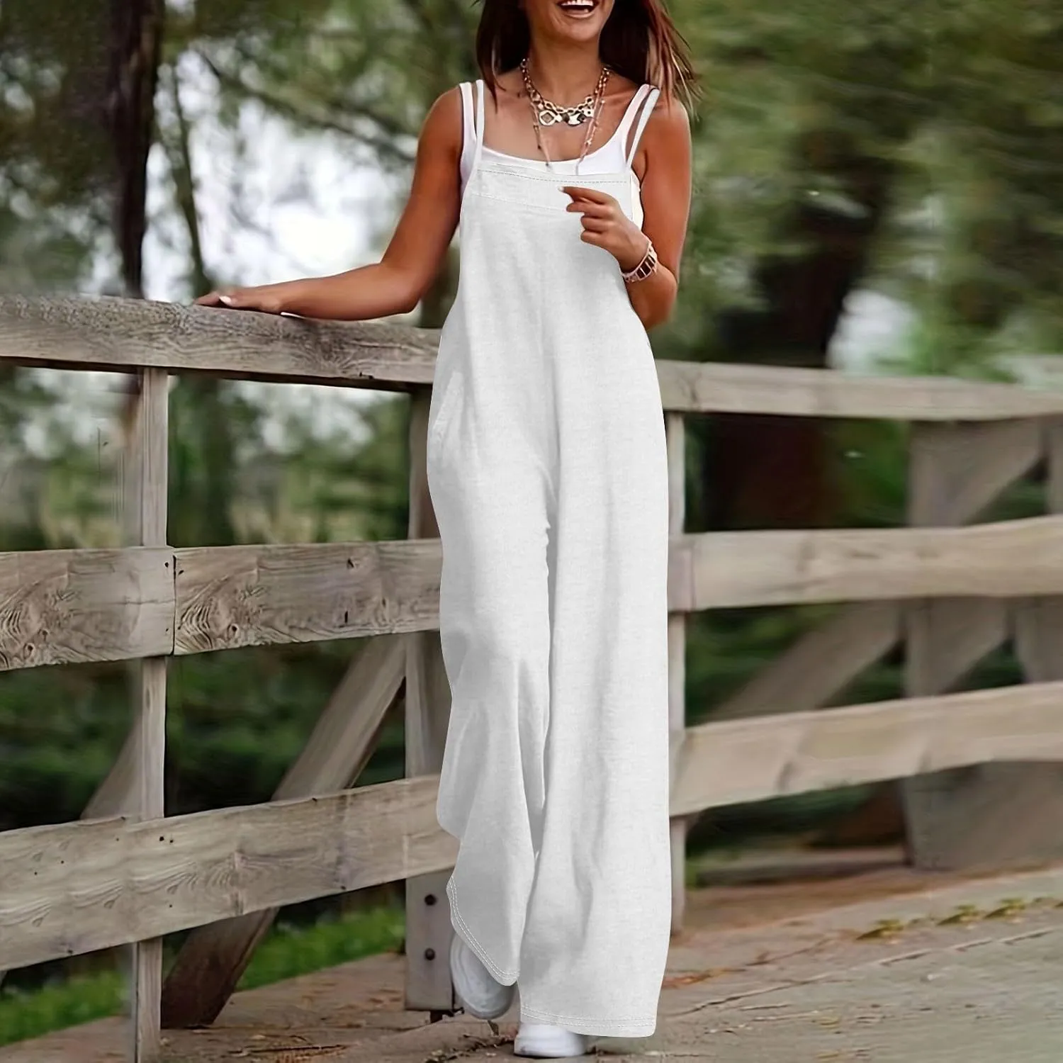Women's Summer Casual Jumpsuits 2024 Dressy Casual Adjustable Straps Sleeveless Print Summer Cute Linen Rompers