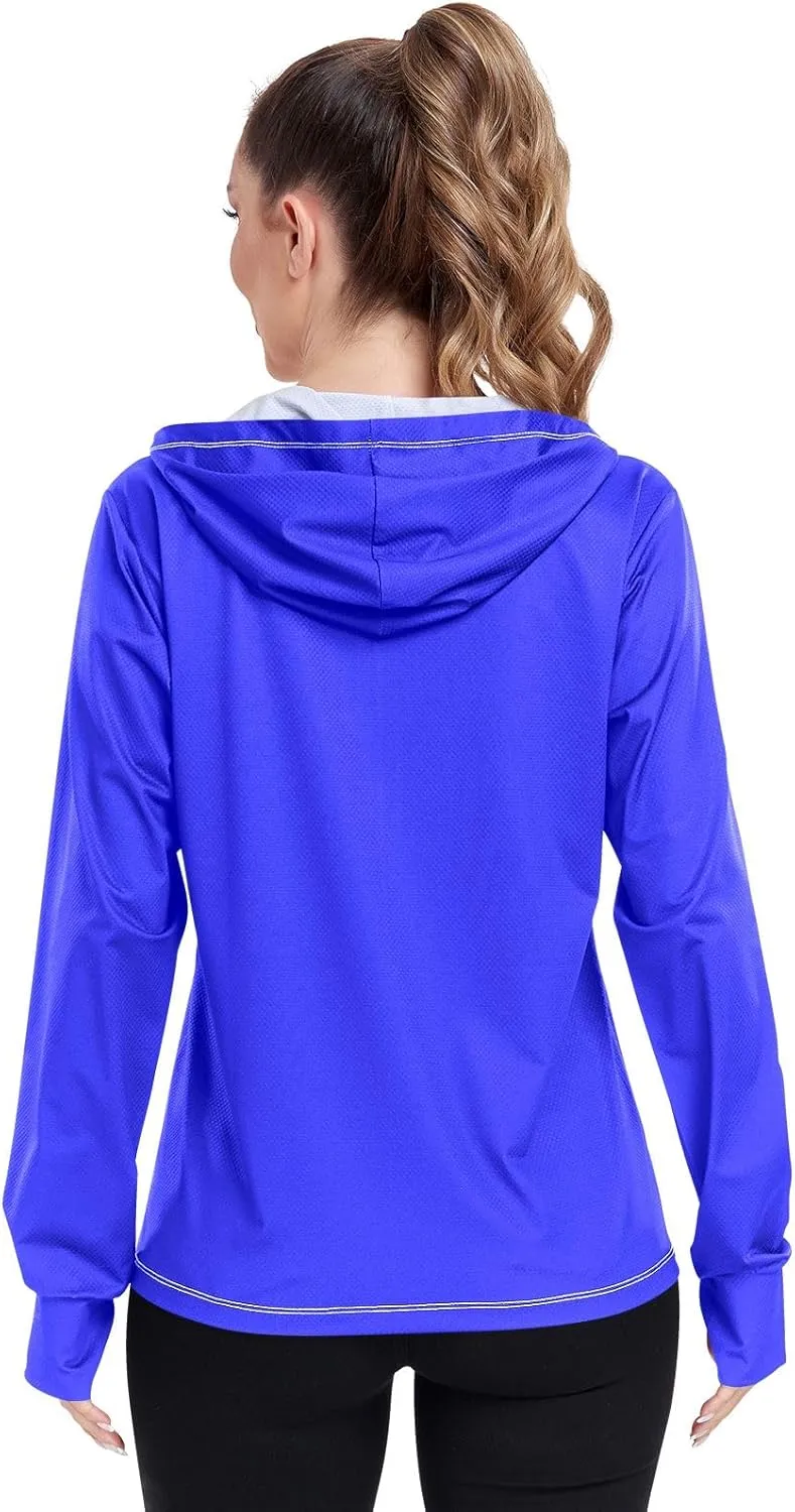 Womens Sun Protection Shirts Lavender Blue UV Cooling Hoodie Summer Clothing Long Sleeve SPF 50 Quick Dry Cooling Shirts