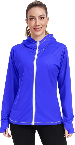Womens Sun Protection Shirts Lavender Blue UV Cooling Hoodie Summer Clothing Long Sleeve SPF 50 Quick Dry Cooling Shirts