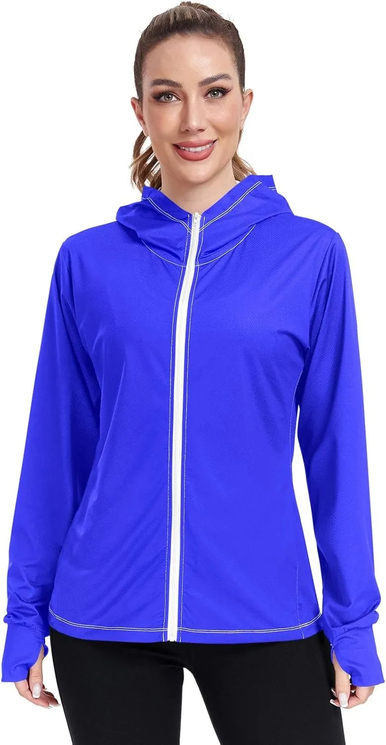 Womens Sun Protection Shirts Lavender Blue UV Cooling Hoodie Summer Clothing Long Sleeve SPF 50 Quick Dry Cooling Shirts