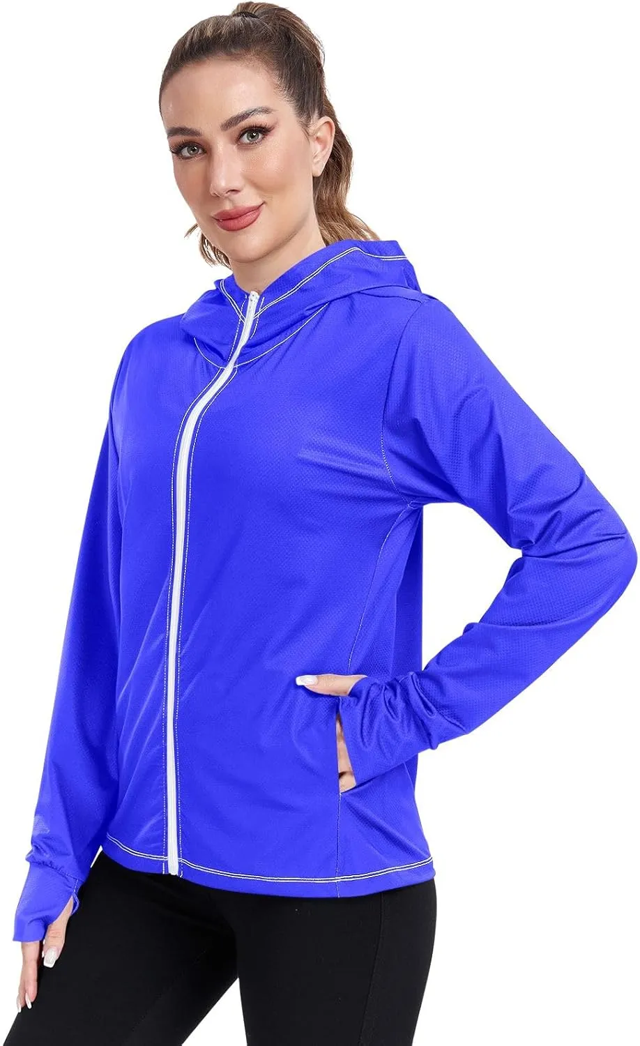 Womens Sun Protection Shirts Lavender Blue UV Cooling Hoodie Summer Clothing Long Sleeve SPF 50 Quick Dry Cooling Shirts