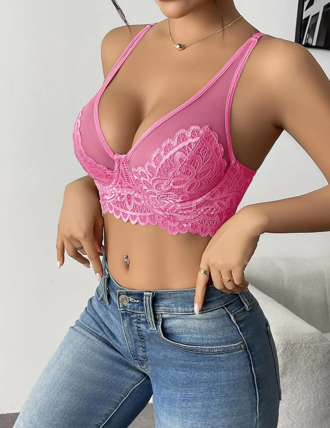 Women's Underwire Bra Lace Full Coverage Push Up T-Shirt Bralette