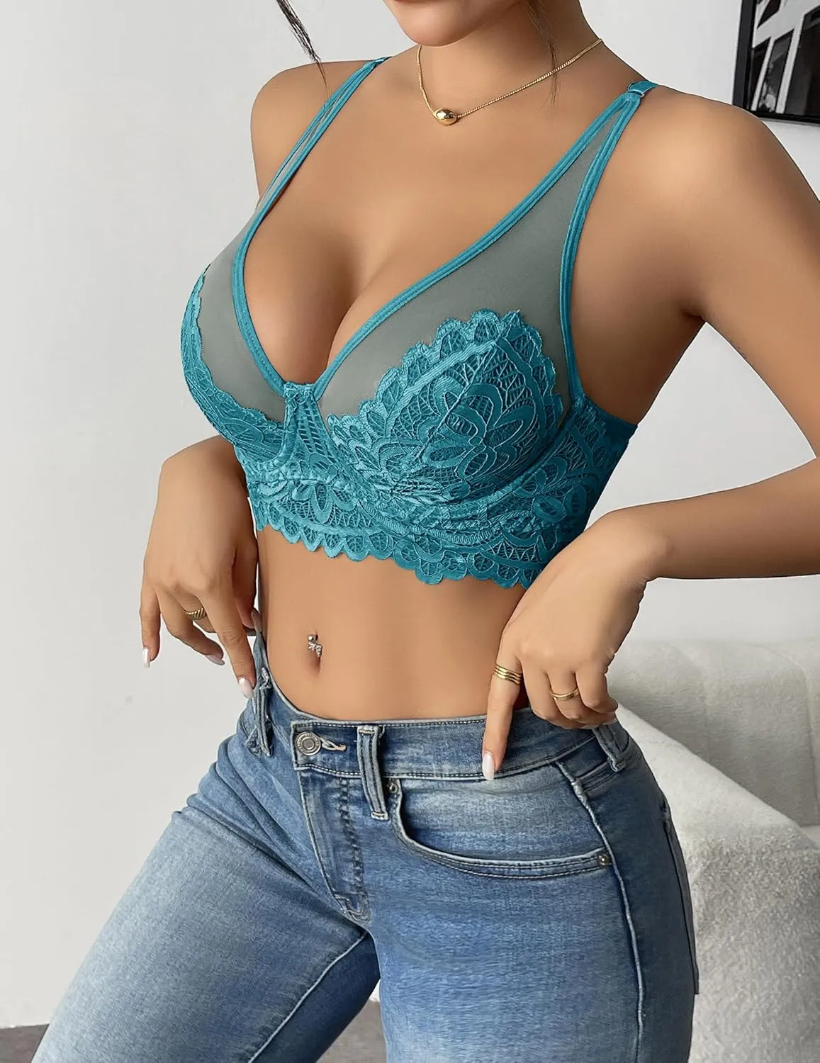 Women's Underwire Bra Lace Full Coverage Push Up T-Shirt Bralette