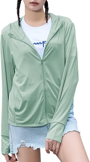 Women's UPF 50  UV Sun Protection Clothing Zip Up Lightweight Hoodie Hiking Sun Shirt