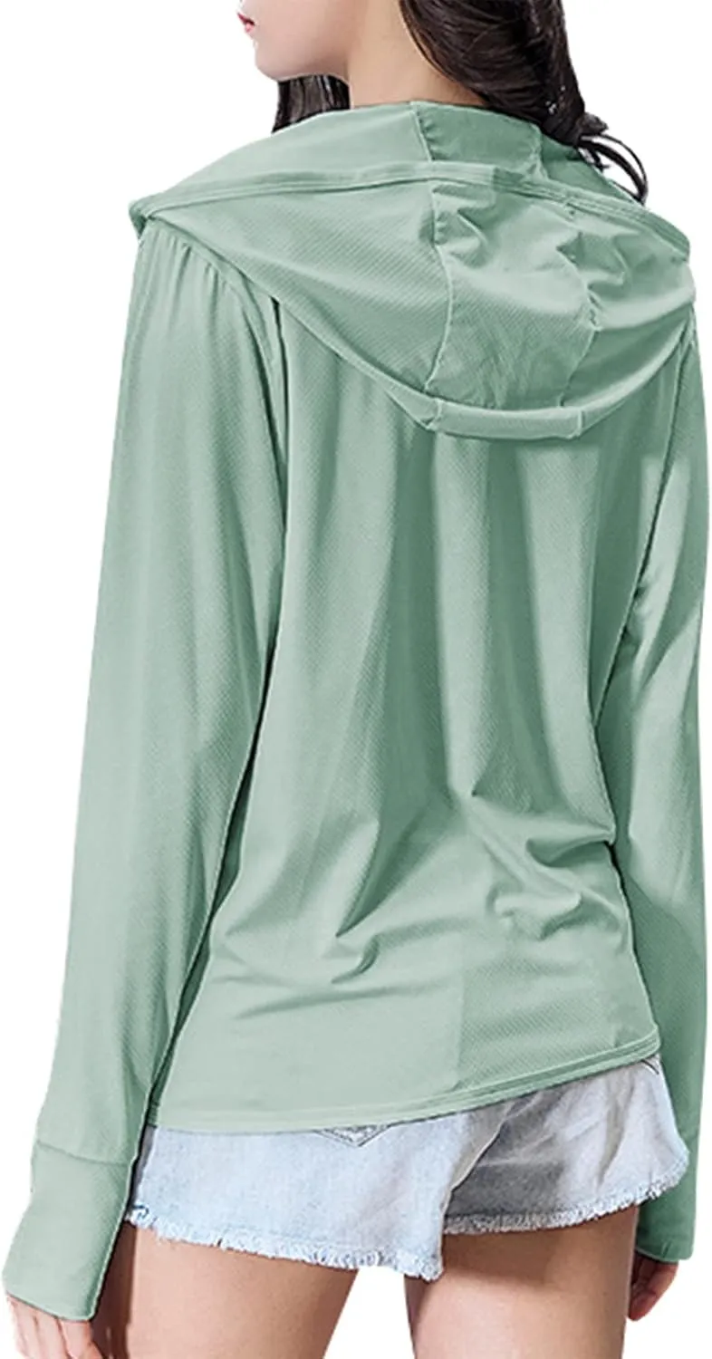 Women's UPF 50  UV Sun Protection Clothing Zip Up Lightweight Hoodie Hiking Sun Shirt