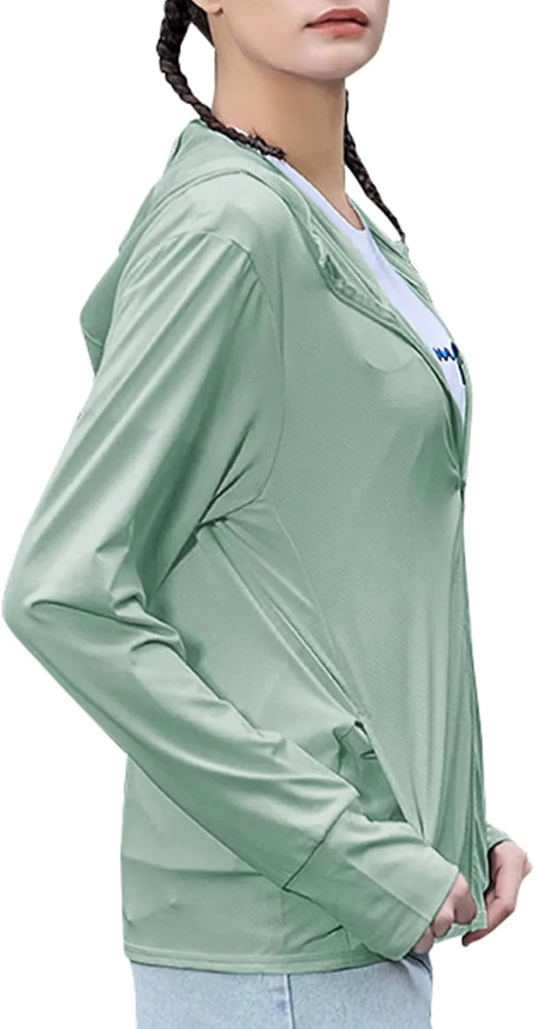Women's UPF 50  UV Sun Protection Clothing Zip Up Lightweight Hoodie Hiking Sun Shirt