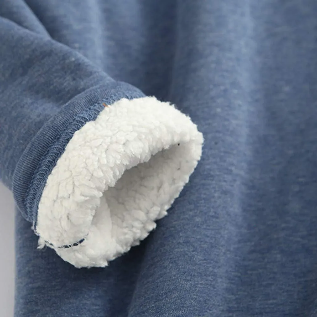 Women's Winter Sherpa Fleece Warm Lined Sweatshirt Long Sleeve Crewneck Plain Sweatshirt Casual Pullover Tops