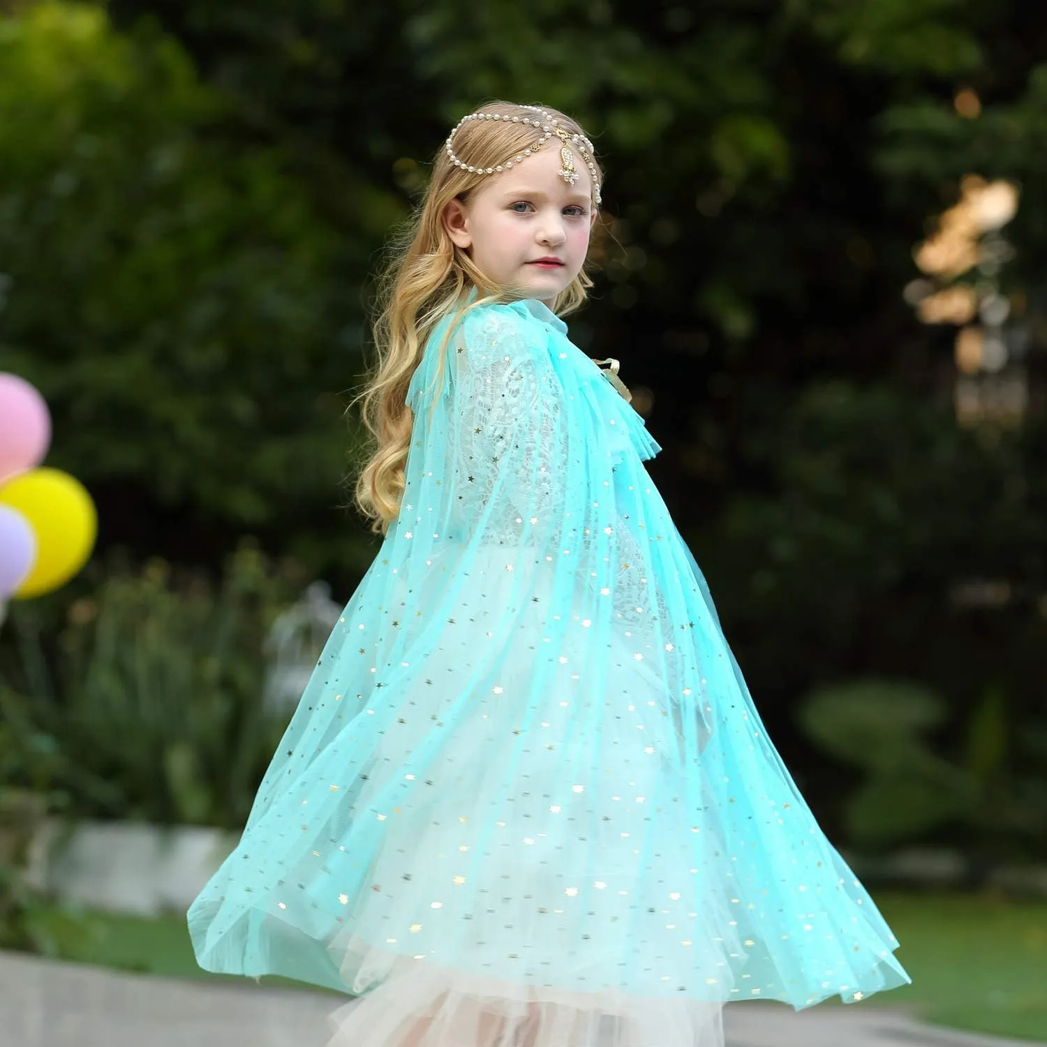 WOPLAY Princess Dress Up for Girls, Mermaid Princess Cape Set, Mermaid Princess Dress Up Cloak, Halloween Xmas Birthday 3-8 Y