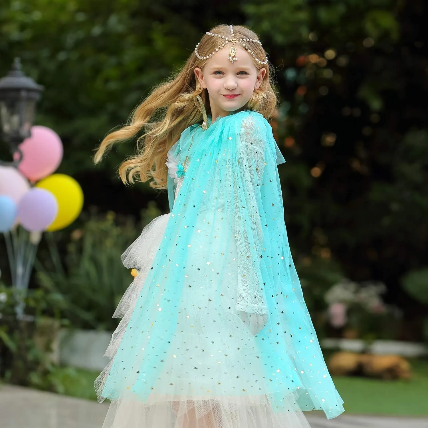 WOPLAY Princess Dress Up for Girls, Mermaid Princess Cape Set, Mermaid Princess Dress Up Cloak, Halloween Xmas Birthday 3-8 Y