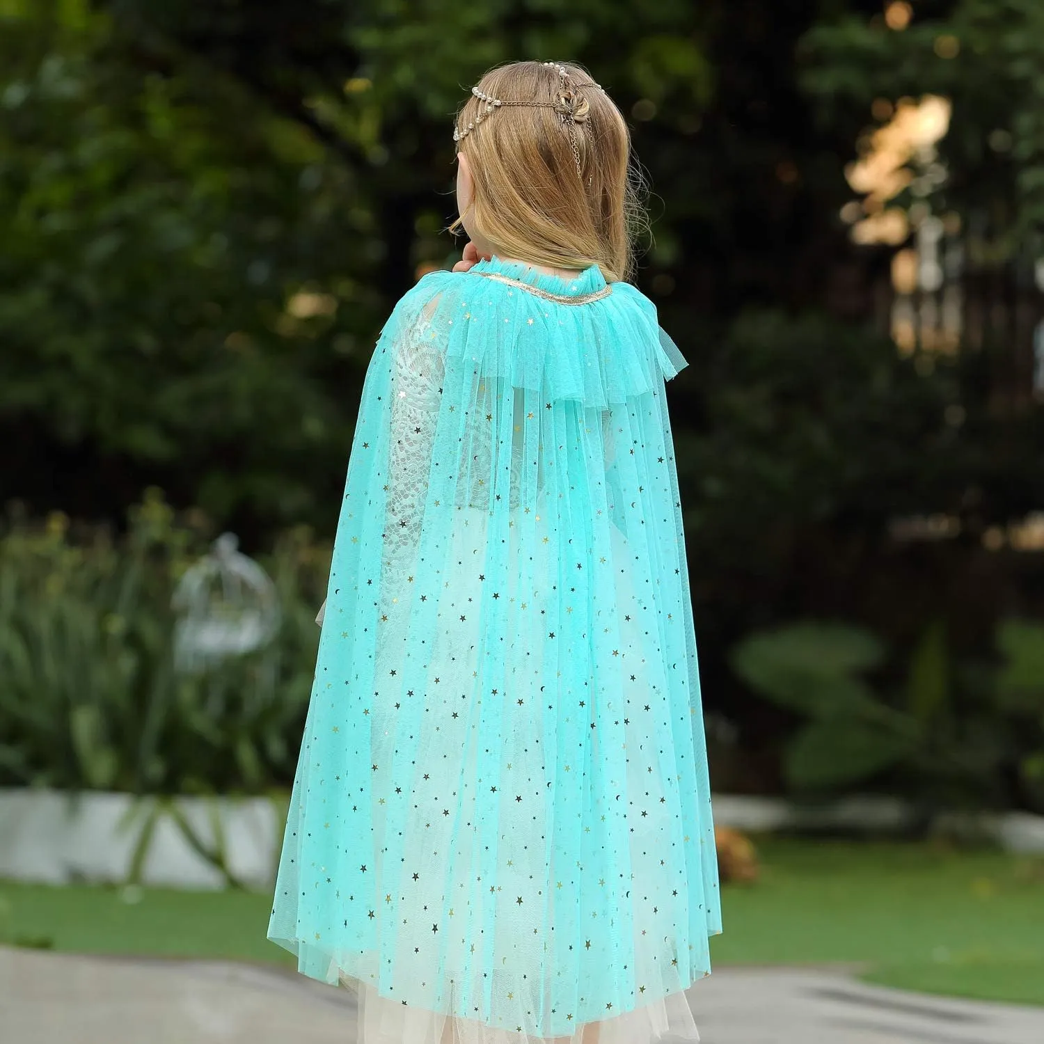 WOPLAY Princess Dress Up for Girls, Mermaid Princess Cape Set, Mermaid Princess Dress Up Cloak, Halloween Xmas Birthday 3-8 Y
