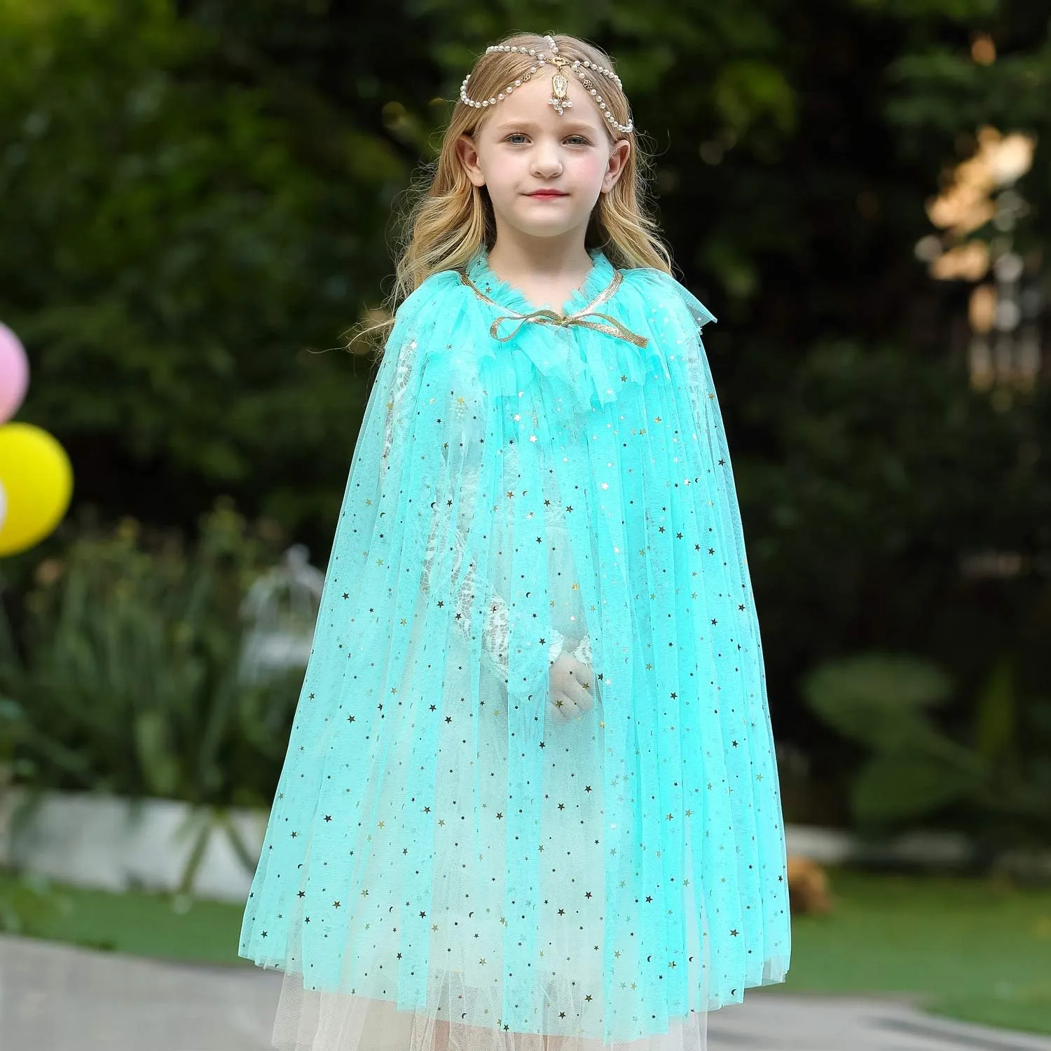 WOPLAY Princess Dress Up for Girls, Mermaid Princess Cape Set, Mermaid Princess Dress Up Cloak, Halloween Xmas Birthday 3-8 Y