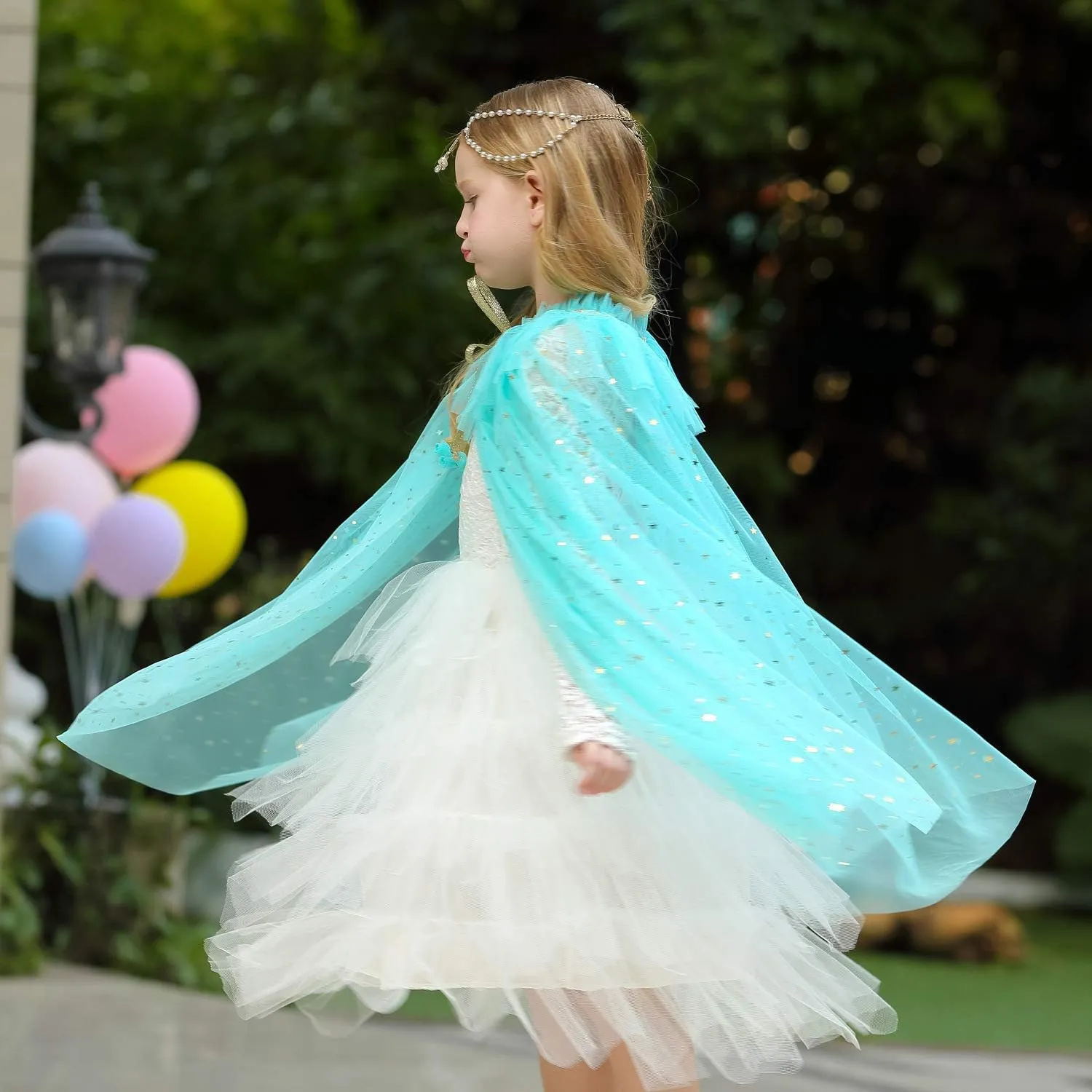 WOPLAY Princess Dress Up for Girls, Mermaid Princess Cape Set, Mermaid Princess Dress Up Cloak, Halloween Xmas Birthday 3-8 Y