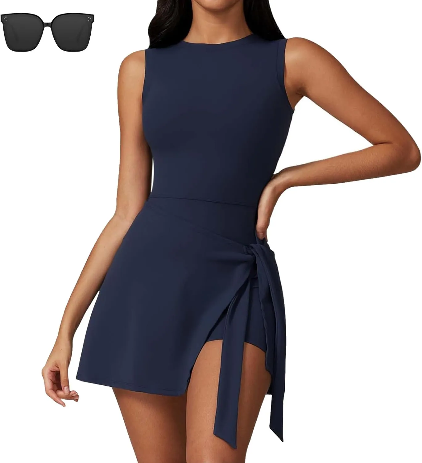 Wrap Sports Dress, Wrap Skort Dress, Womens Sleeveless Workout Athletic Rompers
