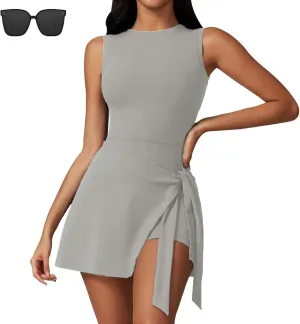 Wrap Sports Dress, Wrap Skort Dress, Womens Sleeveless Workout Athletic Rompers