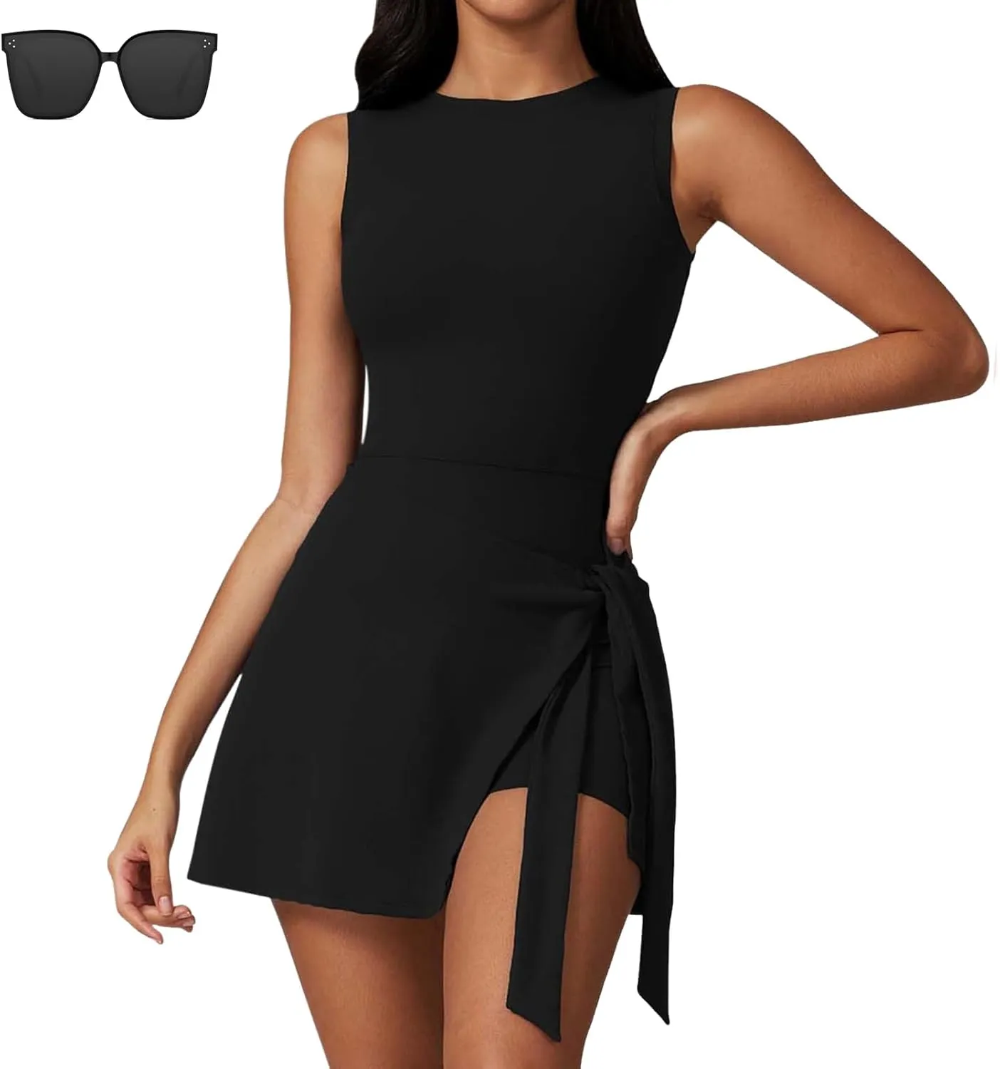 Wrap Sports Dress, Wrap Skort Dress, Womens Sleeveless Workout Athletic Rompers