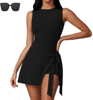 Wrap Sports Dress, Wrap Skort Dress, Womens Sleeveless Workout Athletic Rompers