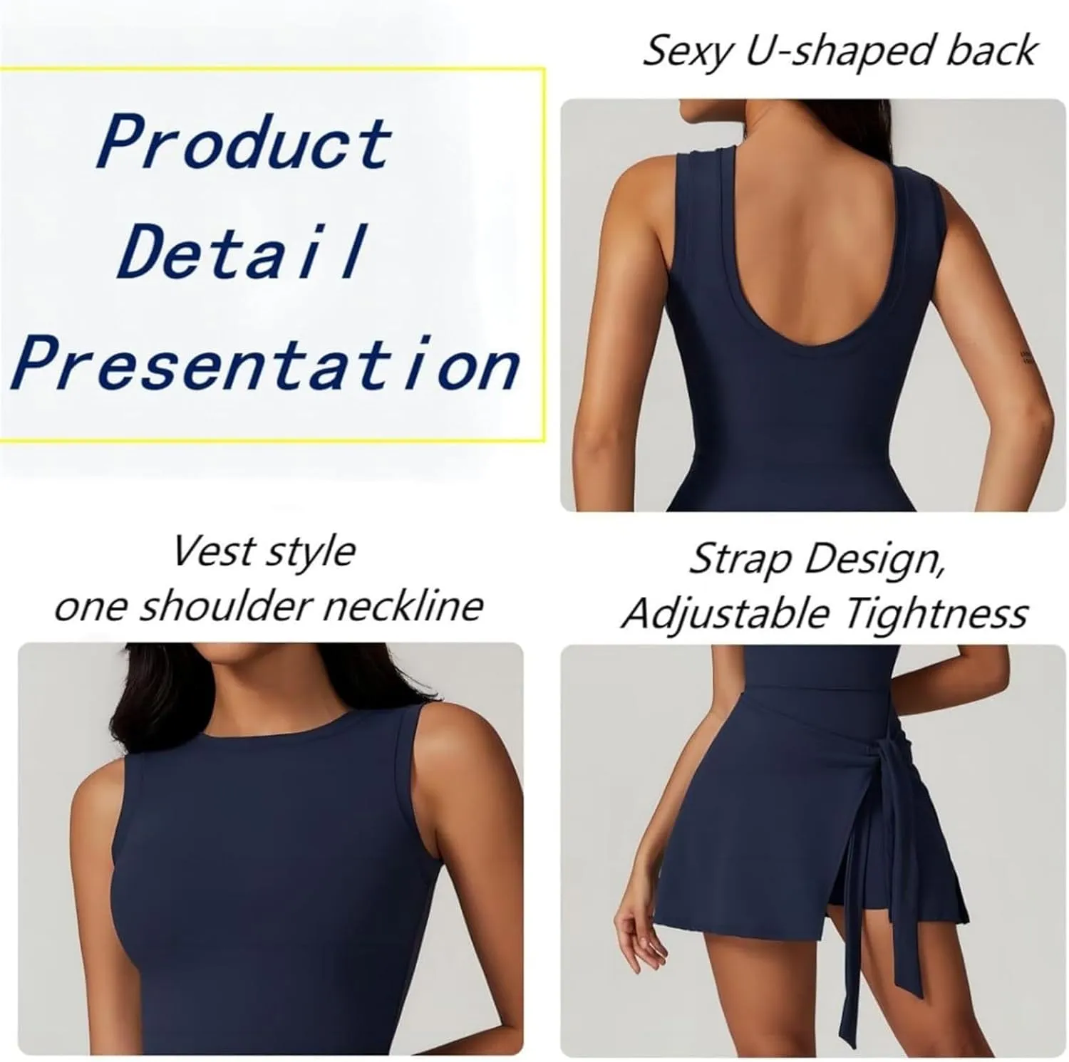 Wrap Sports Dress, Wrap Skort Dress, Womens Sleeveless Workout Athletic Rompers