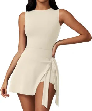Wrap Sports Dress, Wrap Skort Dress, Womens Sleeveless Workout Athletic Rompers