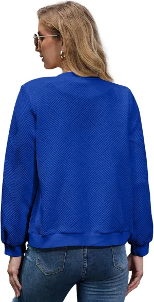 WROLEM Women Zip Up Sweatshirts with Pockets Long Sleeve Jackets Casual Loose Stand Collar Lightweight Short Outwear