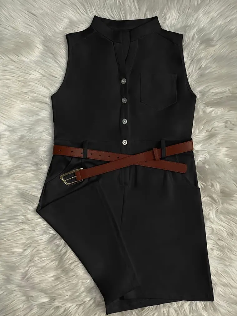 XXTAXN Women's Sexy V Neck Rompers One Piece Short Jumpsuit with Belt And Pockets