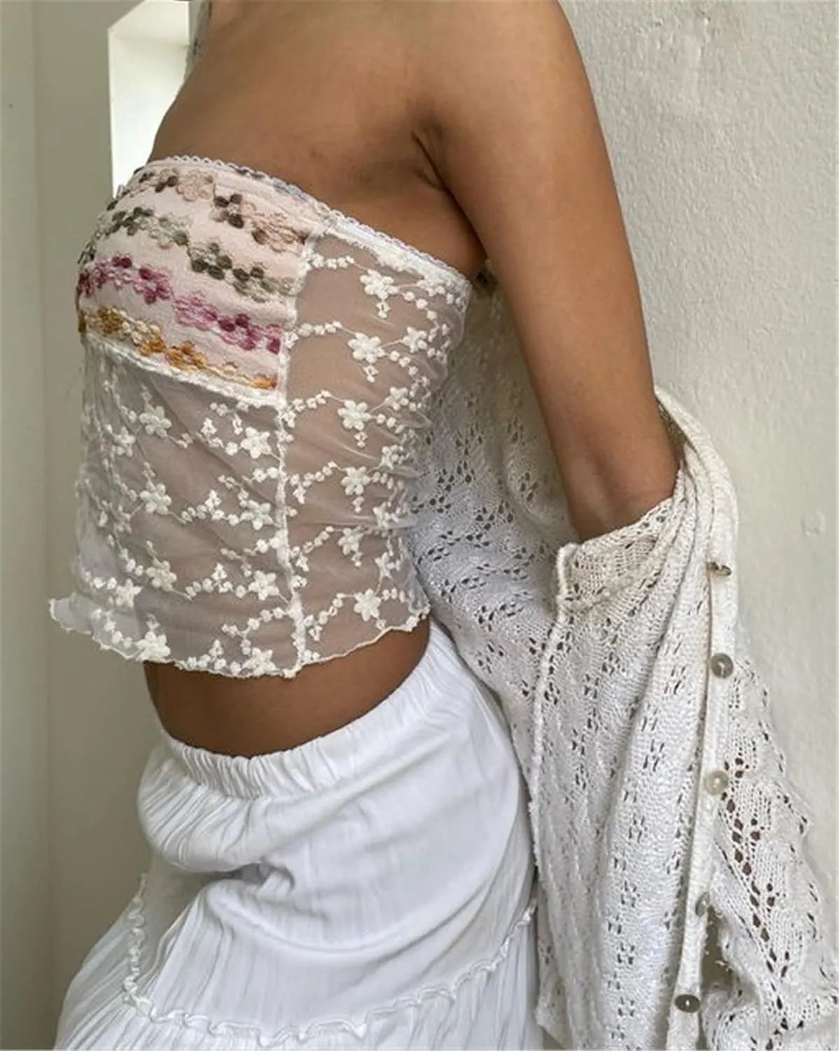 Y2k Sexy Strapless Tube Crop Top for Women Sleeveless Camisole Tanks Top Tee Going Out Streetwear