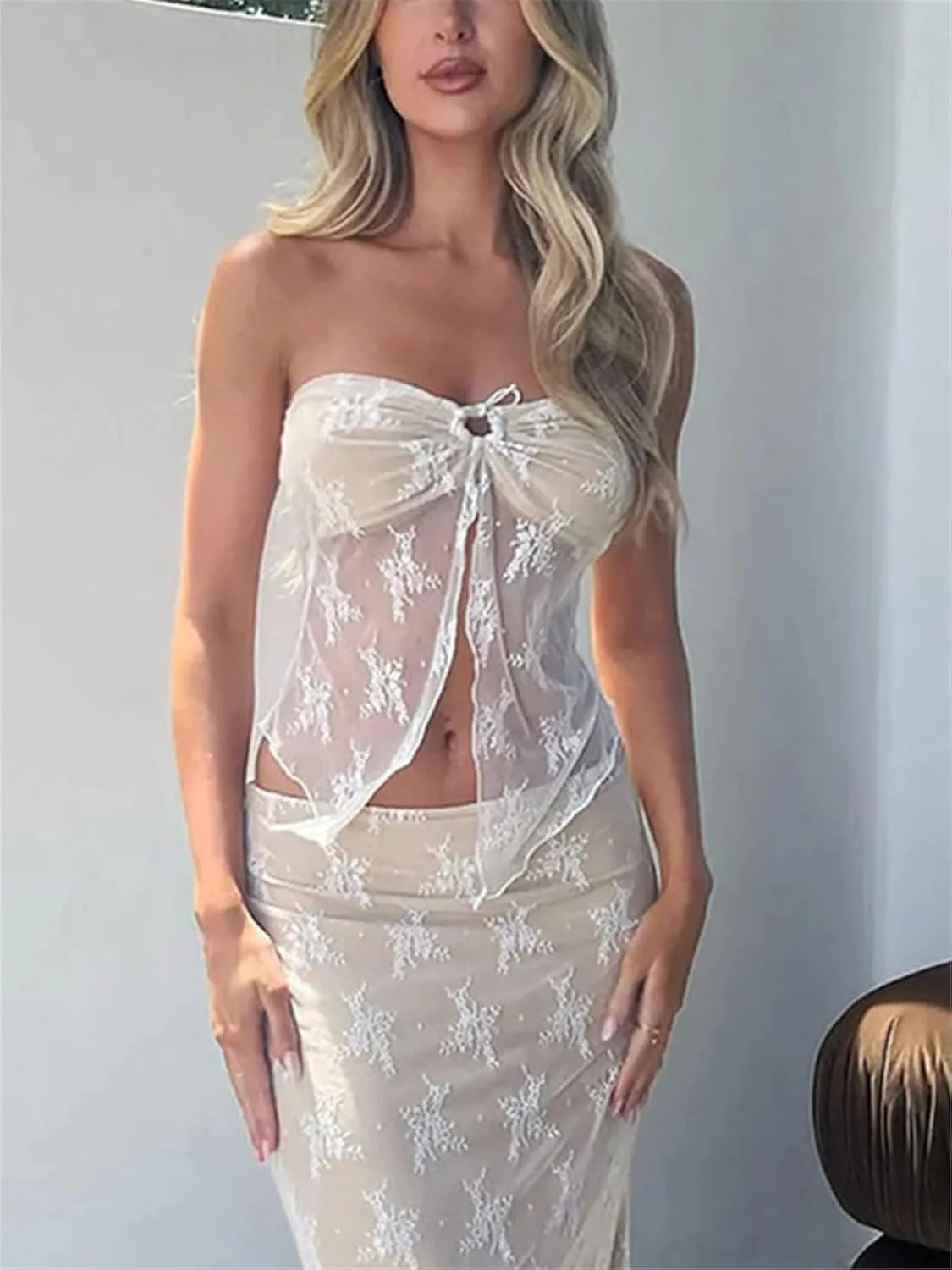Y2k Sexy Strapless Tube Crop Top for Women Sleeveless Camisole Tanks Top Tee Going Out Streetwear