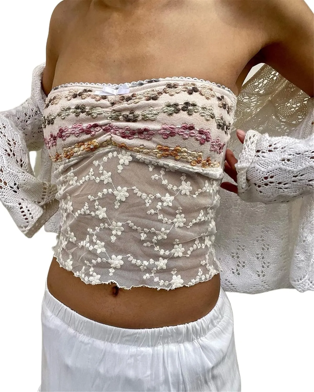 Y2k Sexy Strapless Tube Crop Top for Women Sleeveless Camisole Tanks Top Tee Going Out Streetwear