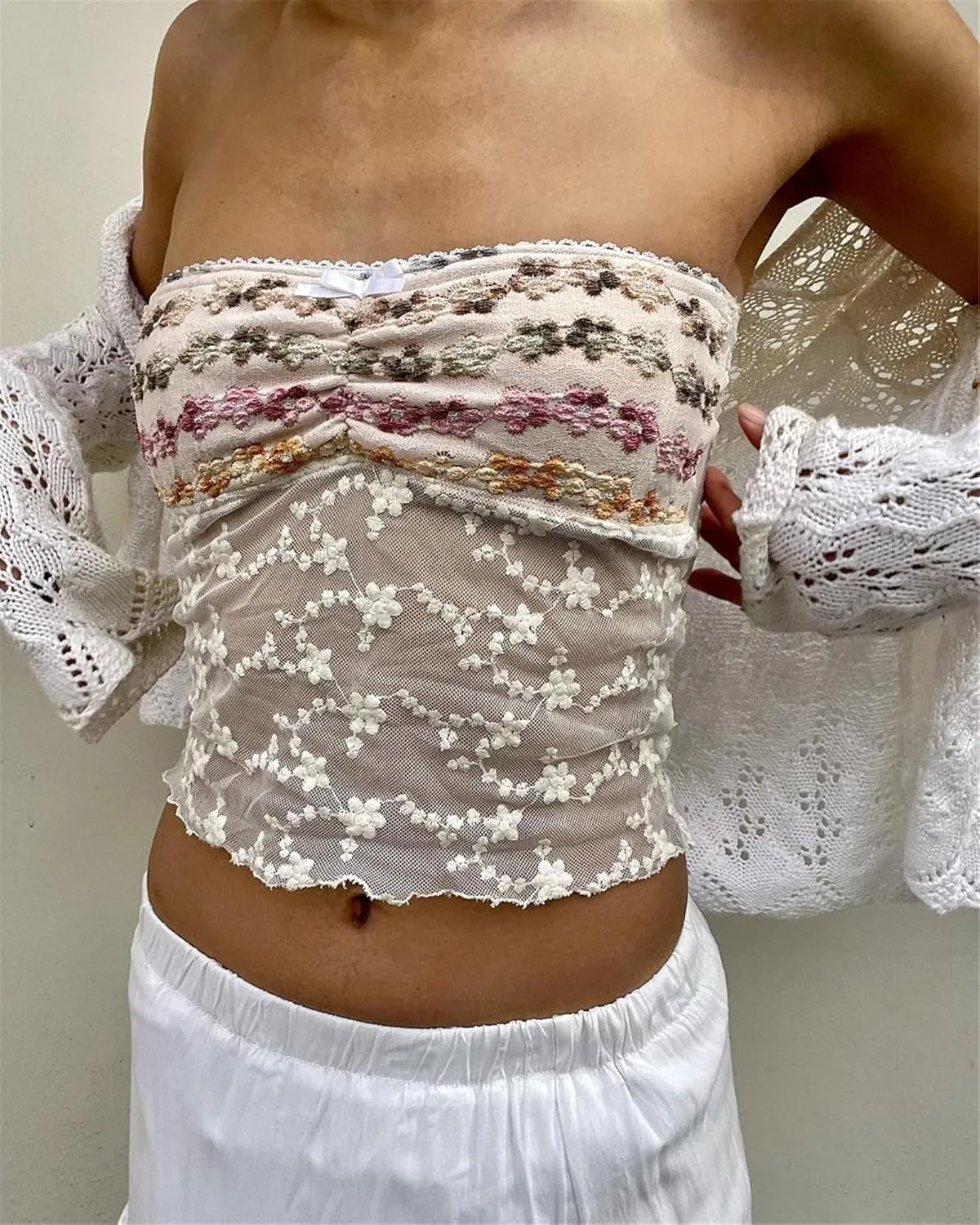 Y2k Sexy Strapless Tube Crop Top for Women Sleeveless Camisole Tanks Top Tee Going Out Streetwear