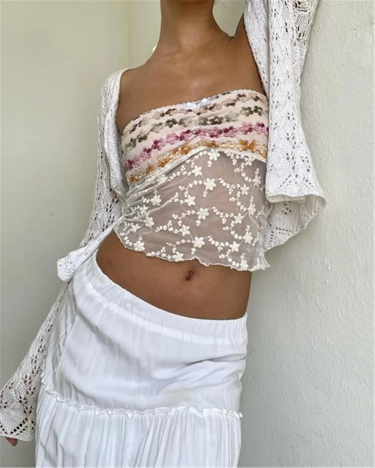 Y2k Sexy Strapless Tube Crop Top for Women Sleeveless Camisole Tanks Top Tee Going Out Streetwear