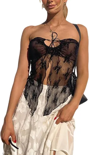 Y2k Sexy Strapless Tube Crop Top for Women Sleeveless Camisole Tanks Top Tee Going Out Streetwear