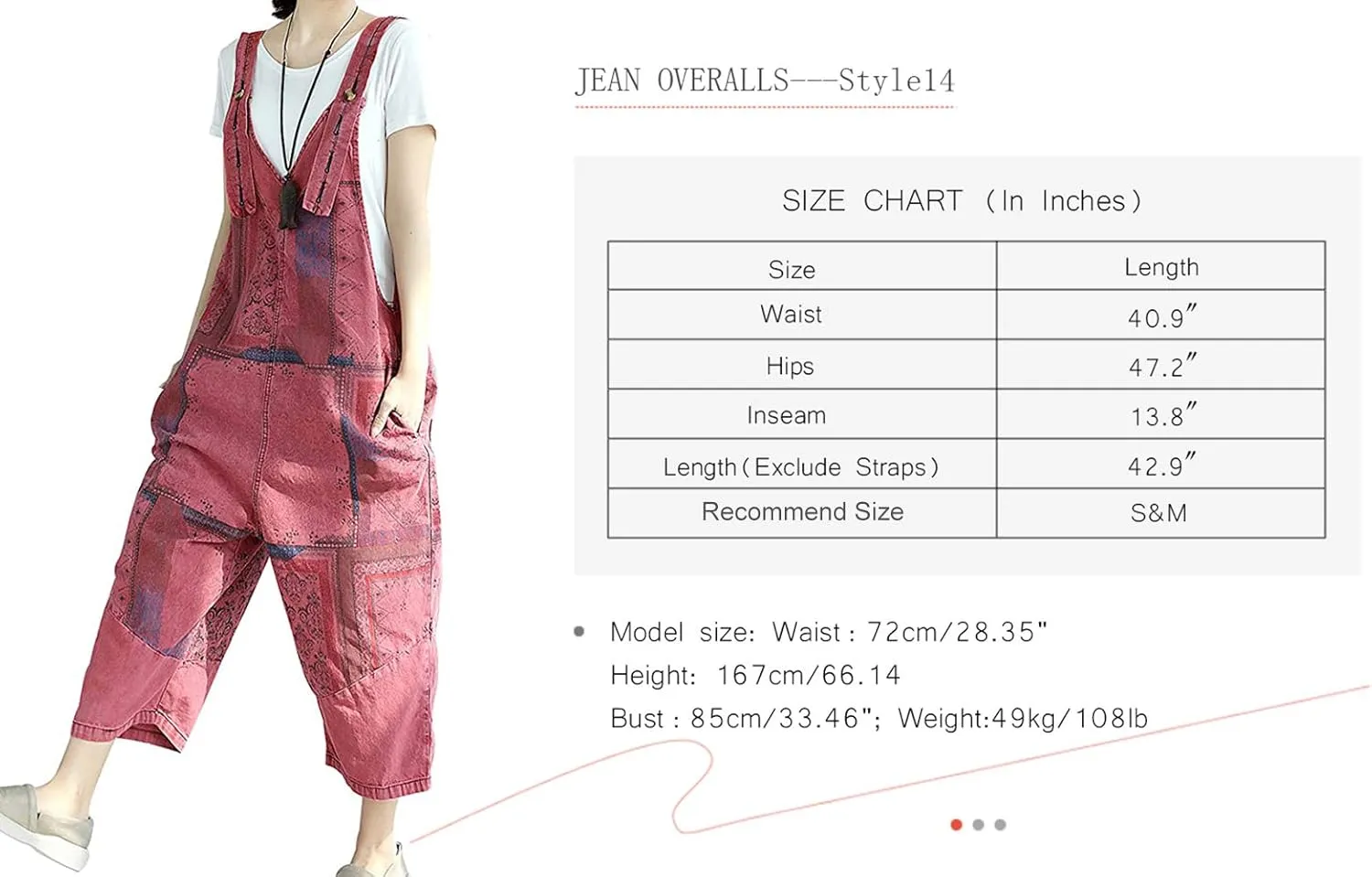 Yeokou Women's Loose Baggy Denim Wide Leg Drop Crotch Jumpsuit Rompers Overalls