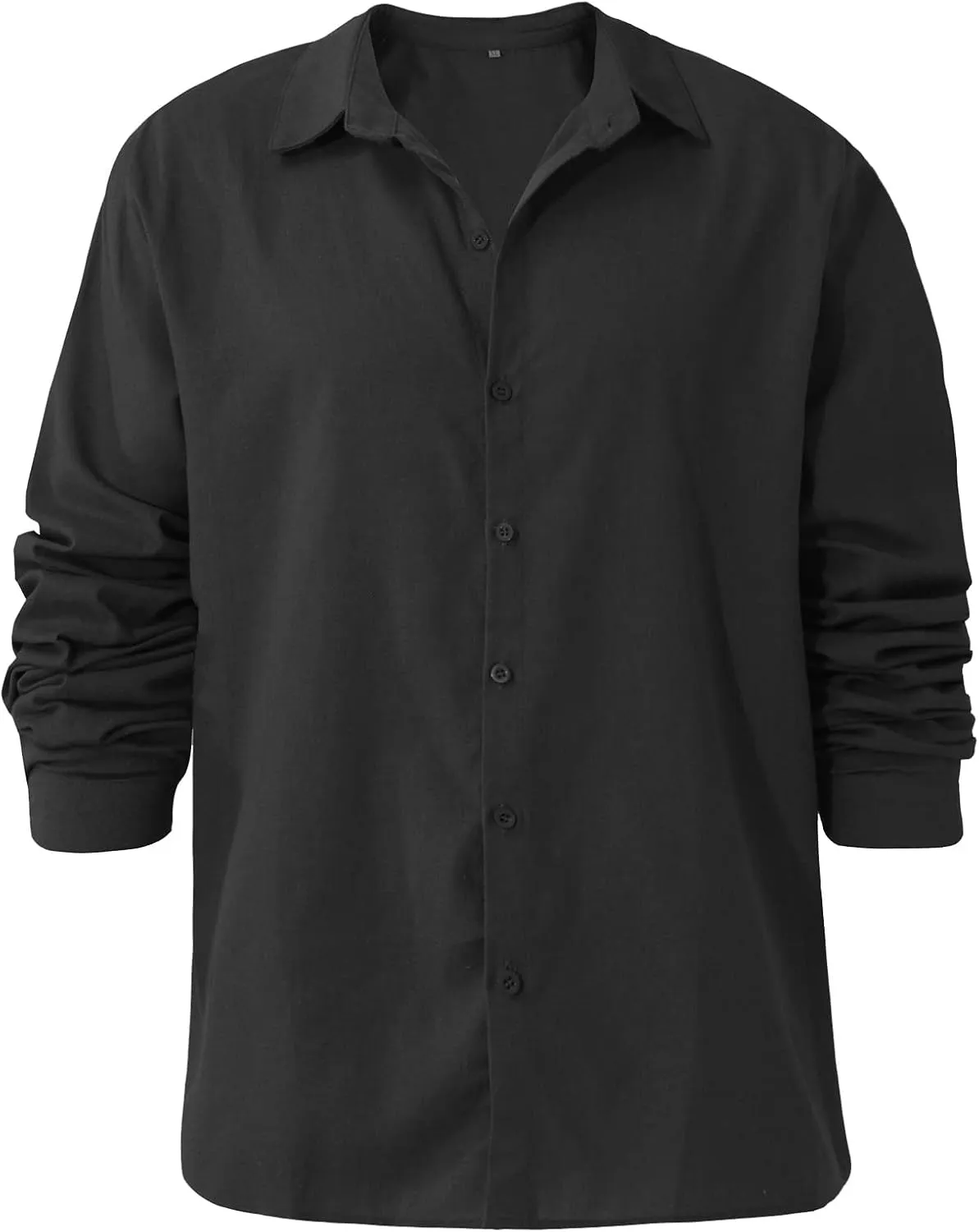 Ymosrh Long Sleeve T-Shirts for Men Spring Summer Men's Casual Cotton Linen Solid Color Shirts Loose Dress Tan