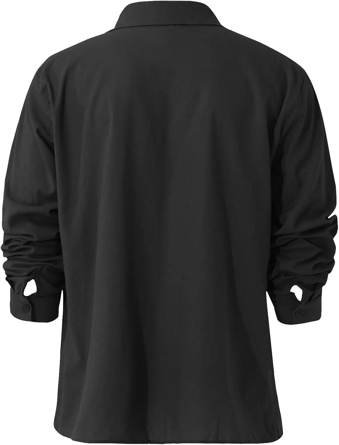 Ymosrh Long Sleeve T-Shirts for Men Spring Summer Men's Casual Cotton Linen Solid Color Shirts Loose Dress Tan