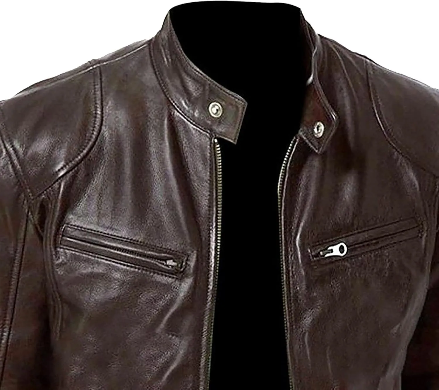 Ymosrh Men's Leather Jackets Stand Collar Jacket Motorcycle Pu Faux Jacket Winter Outwear Coat Jacket, S-4XL