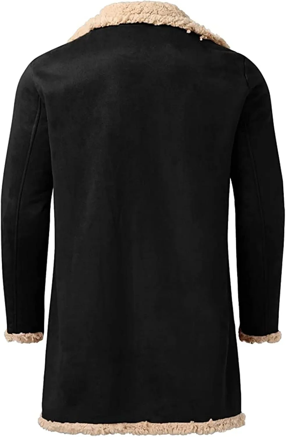 Ymosrh Men's Winter Trench Coat Sherpa Lined Pea Coat Business Casual Overcoat Long Jacket Coat, L-5XL
