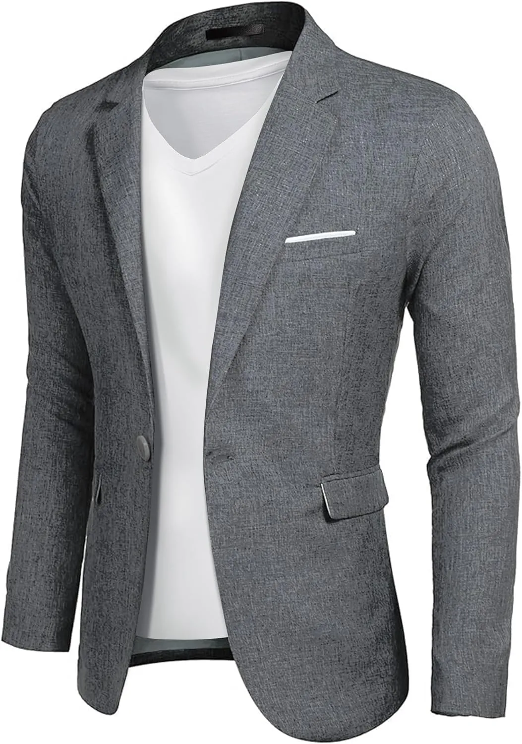 YND Men's Casual One Button Linen Suit Jacket, Slim Fit Sport Coat Lightweight Business Blazer
