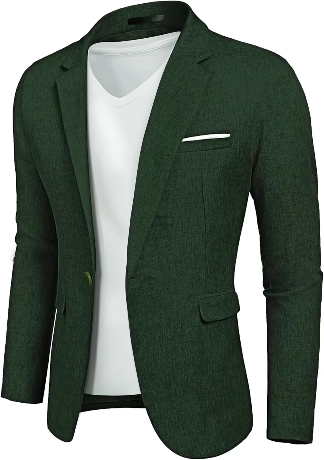 YND Men's Casual One Button Linen Suit Jacket, Slim Fit Sport Coat Lightweight Business Blazer
