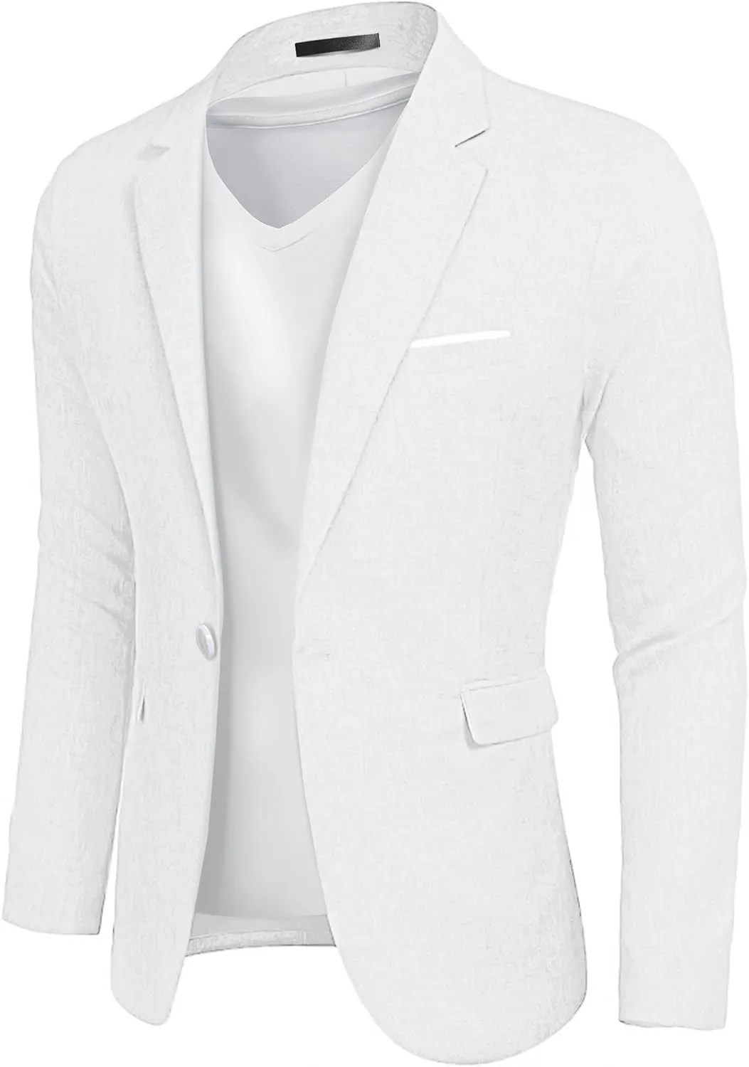 YND Men's Casual One Button Linen Suit Jacket, Slim Fit Sport Coat Lightweight Business Blazer