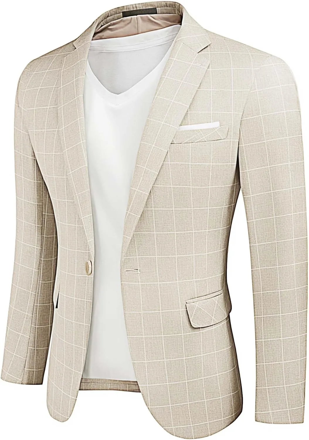 YND Men's Casual One Button Linen Suit Jacket, Slim Fit Sport Coat Lightweight Business Blazer
