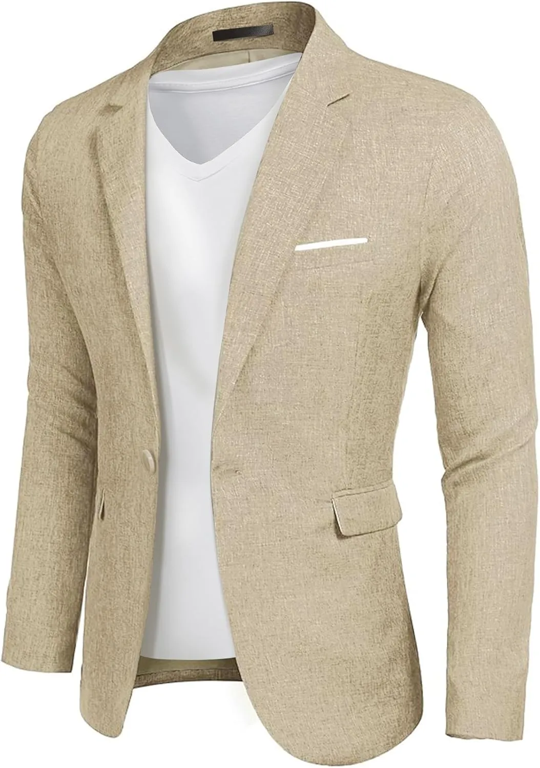 YND Men's Casual One Button Linen Suit Jacket, Slim Fit Sport Coat Lightweight Business Blazer