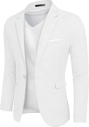 YND Men's Casual One Button Linen Suit Jacket, Slim Fit Sport Coat Lightweight Business Blazer