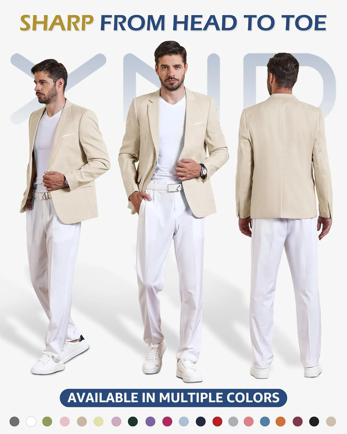 YND Men's Casual One Button Linen Suit Jacket, Slim Fit Sport Coat Lightweight Business Blazer