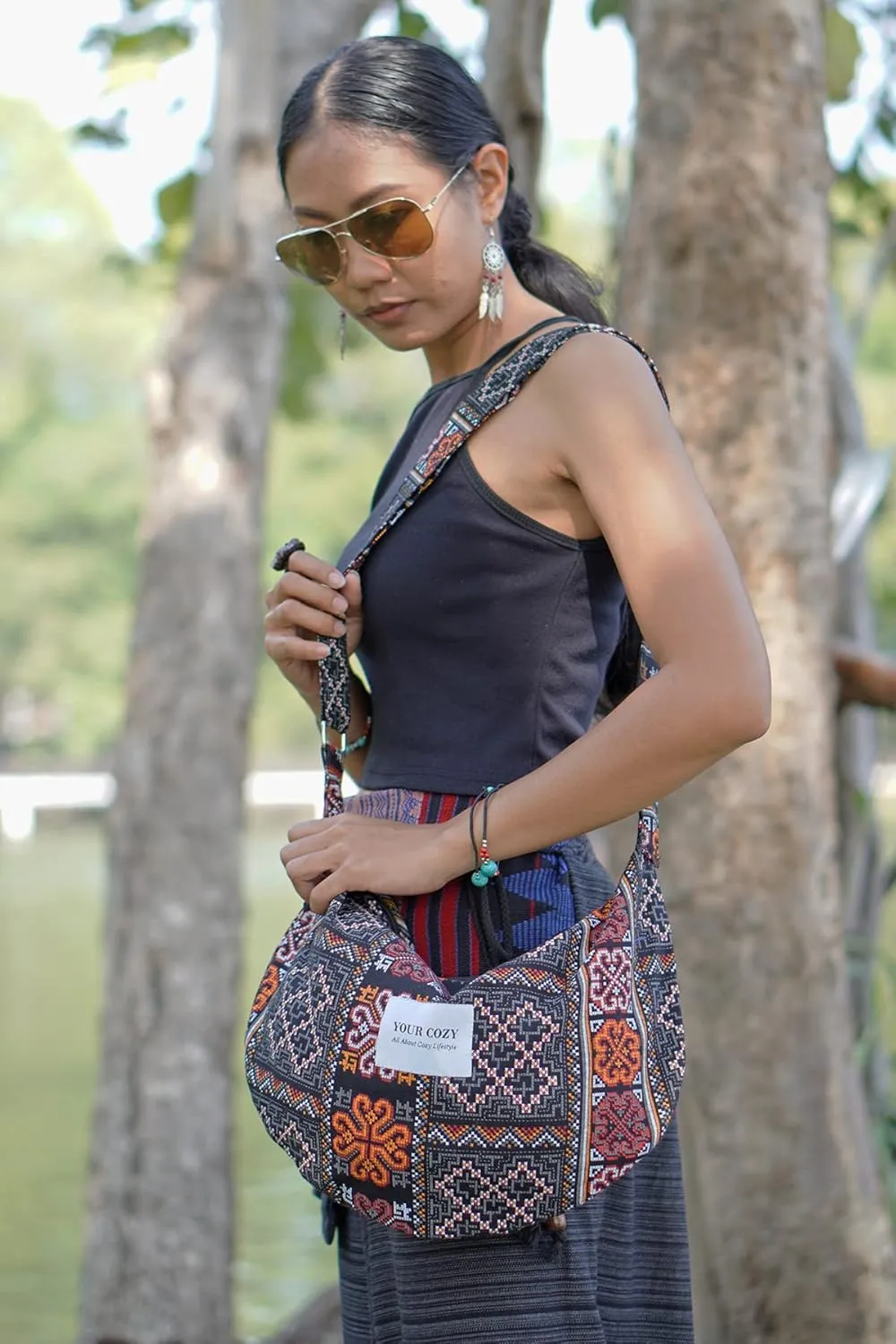 Your Cozy Women's Sling Crossbody Bags Large Shoulder Shopping Hobo Bag Handbag Top Zip Bags Handmade Messenger Bag
