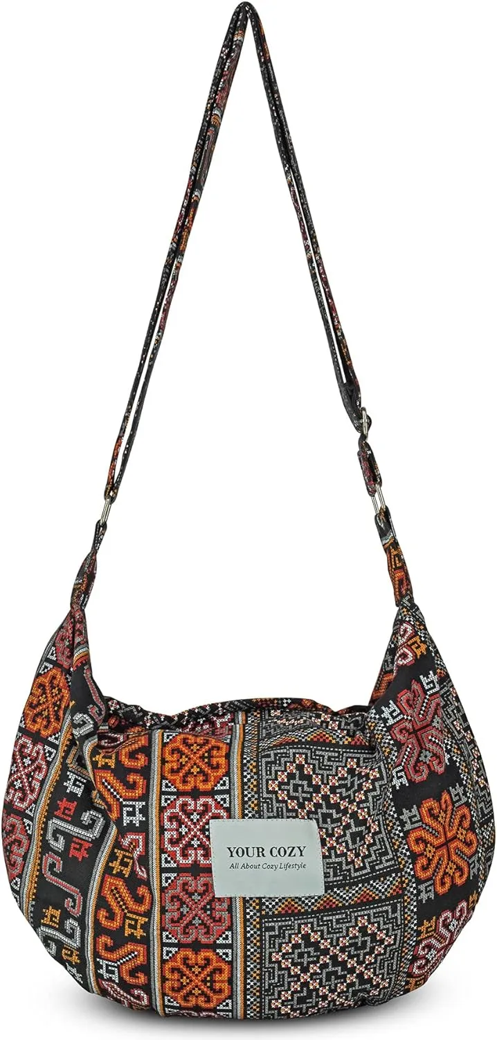Your Cozy Women's Sling Crossbody Bags Large Shoulder Shopping Hobo Bag Handbag Top Zip Bags Handmade Messenger Bag
