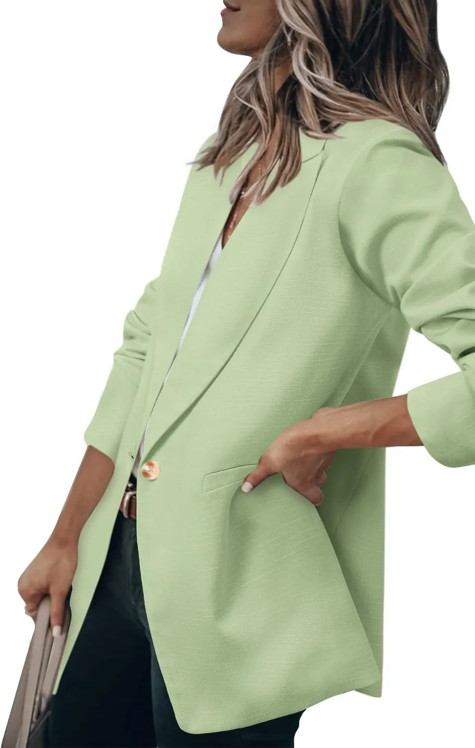 ZDLONG Women's Casual Lightweight Blazer Jacket Suits Lapel Long Sleeve for Daily/Work